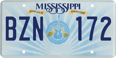 MS license plate BZN172