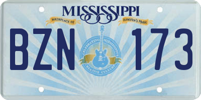 MS license plate BZN173