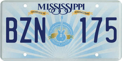 MS license plate BZN175