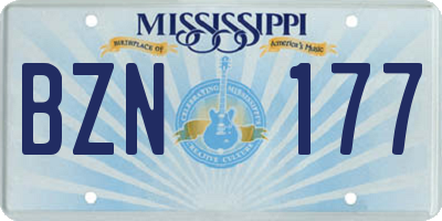 MS license plate BZN177