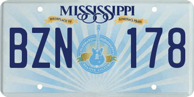 MS license plate BZN178