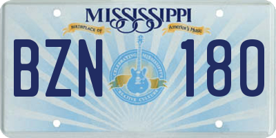 MS license plate BZN180