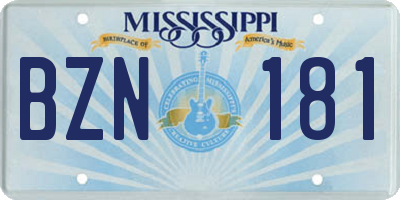 MS license plate BZN181