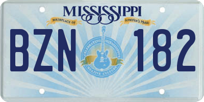 MS license plate BZN182