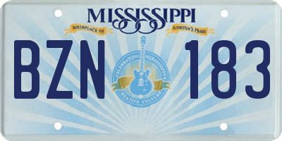 MS license plate BZN183