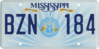 MS license plate BZN184