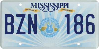 MS license plate BZN186