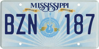 MS license plate BZN187