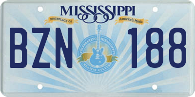 MS license plate BZN188