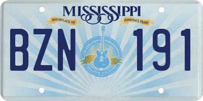 MS license plate BZN191