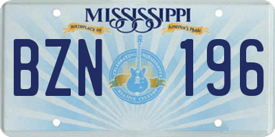 MS license plate BZN196