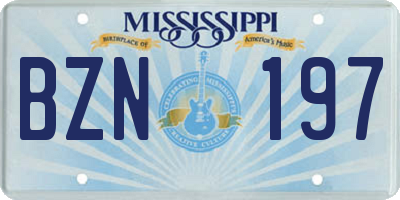MS license plate BZN197