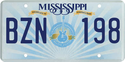 MS license plate BZN198