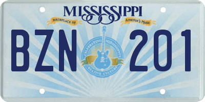 MS license plate BZN201