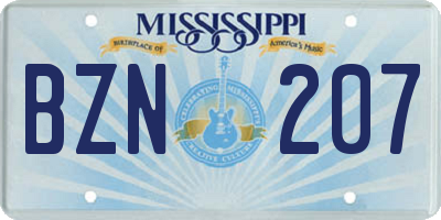 MS license plate BZN207