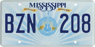 MS license plate BZN208
