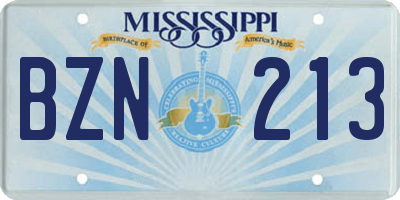 MS license plate BZN213