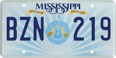 MS license plate BZN219