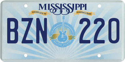 MS license plate BZN220