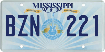 MS license plate BZN221