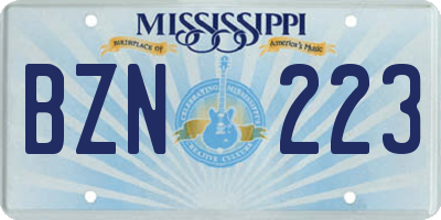 MS license plate BZN223