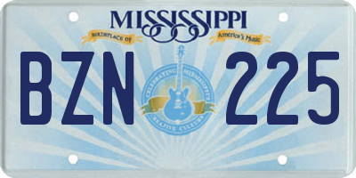 MS license plate BZN225