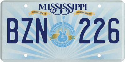 MS license plate BZN226