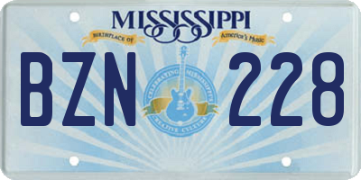 MS license plate BZN228