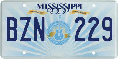 MS license plate BZN229