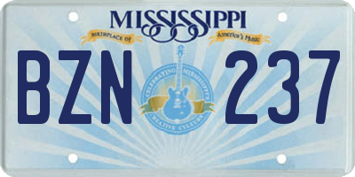 MS license plate BZN237
