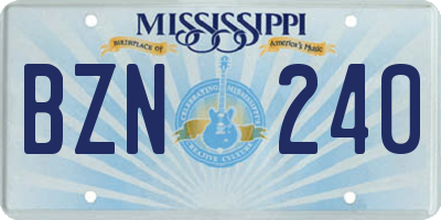MS license plate BZN240