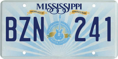 MS license plate BZN241