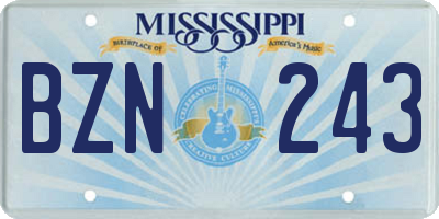 MS license plate BZN243
