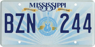 MS license plate BZN244