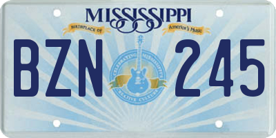 MS license plate BZN245