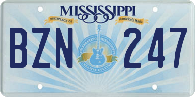 MS license plate BZN247