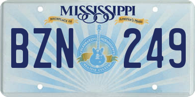 MS license plate BZN249