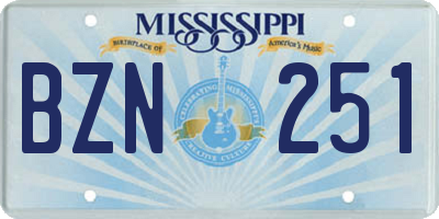 MS license plate BZN251