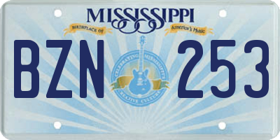 MS license plate BZN253