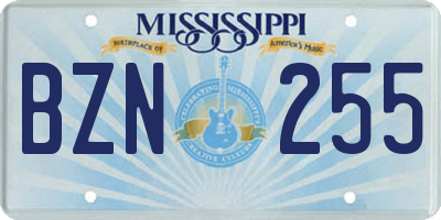 MS license plate BZN255