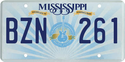 MS license plate BZN261