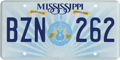 MS license plate BZN262