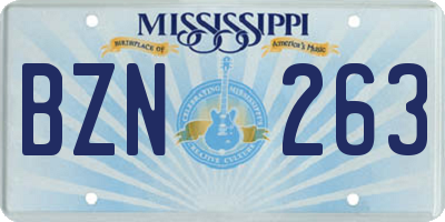 MS license plate BZN263