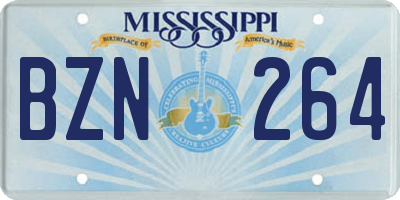 MS license plate BZN264