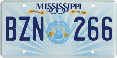 MS license plate BZN266