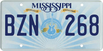 MS license plate BZN268