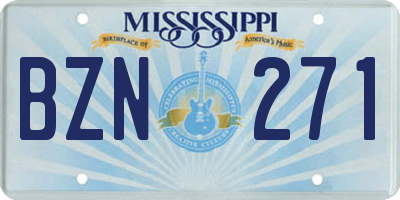 MS license plate BZN271
