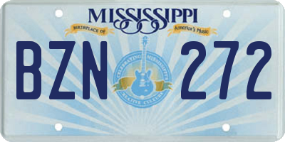 MS license plate BZN272