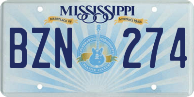 MS license plate BZN274
