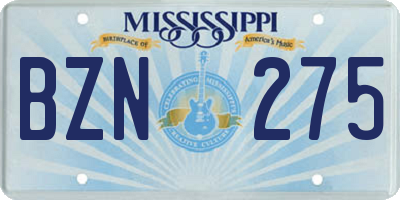 MS license plate BZN275